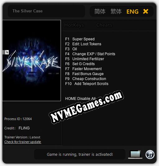 Treinador liberado para The Silver Case [v1.0.8]