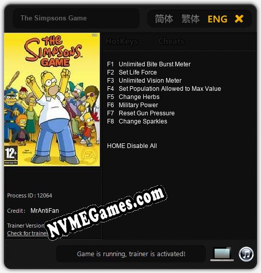 The Simpsons Game: Cheats, Trainer +8 [MrAntiFan]