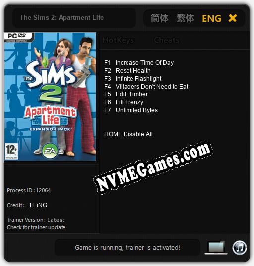 Treinador liberado para The Sims 2: Apartment Life [v1.0.2]