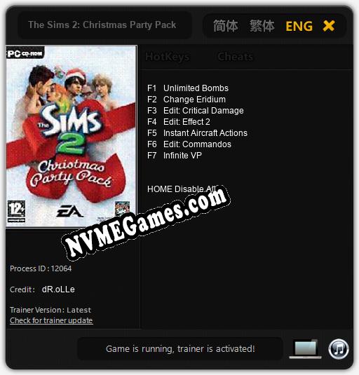 The Sims 2: Christmas Party Pack: Cheats, Trainer +7 [dR.oLLe]