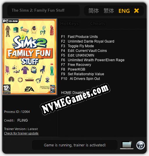 Treinador liberado para The Sims 2: Family Fun Stuff [v1.0.4]