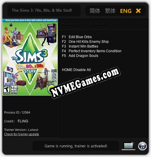 The Sims 3: 70s, 80s, & 90s Stuff: Treinador (V1.0.77)