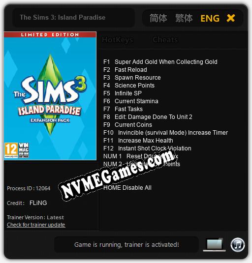 The Sims 3: Island Paradise: Trainer +14 [v1.2]