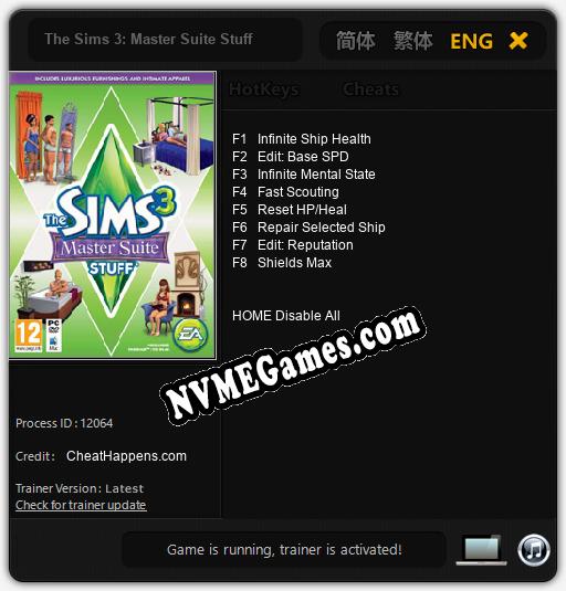 The Sims 3: Master Suite Stuff: Cheats, Trainer +8 [CheatHappens.com]