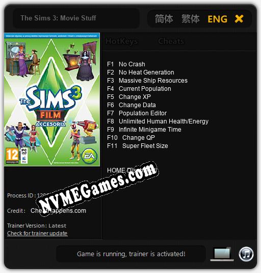 Treinador liberado para The Sims 3: Movie Stuff [v1.0.6]