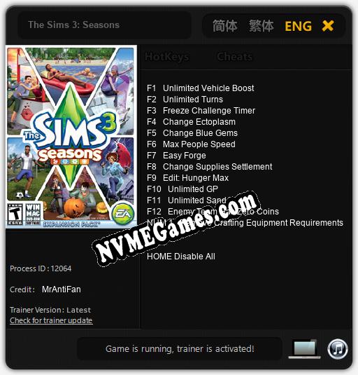 The Sims 3: Seasons: Cheats, Trainer +13 [MrAntiFan]