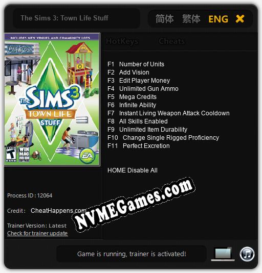 The Sims 3: Town Life Stuff: Treinador (V1.0.26)