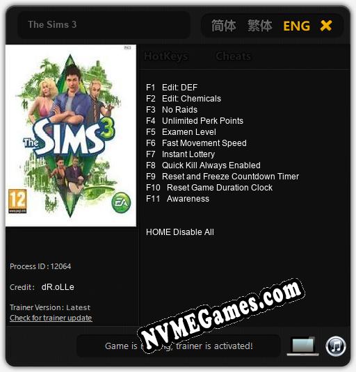 The Sims 3: Trainer +11 [v1.7]