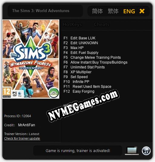 Treinador liberado para The Sims 3: World Adventures [v1.0.9]