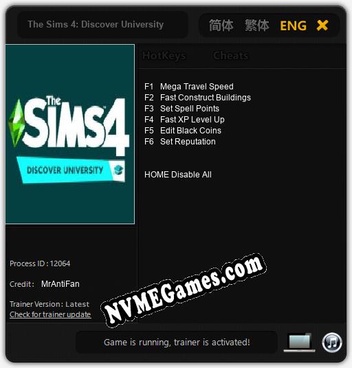 The Sims 4: Discover University: Trainer +6 [v1.6]