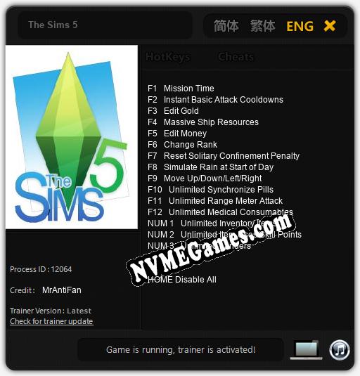 Treinador liberado para The Sims 5 [v1.0.1]