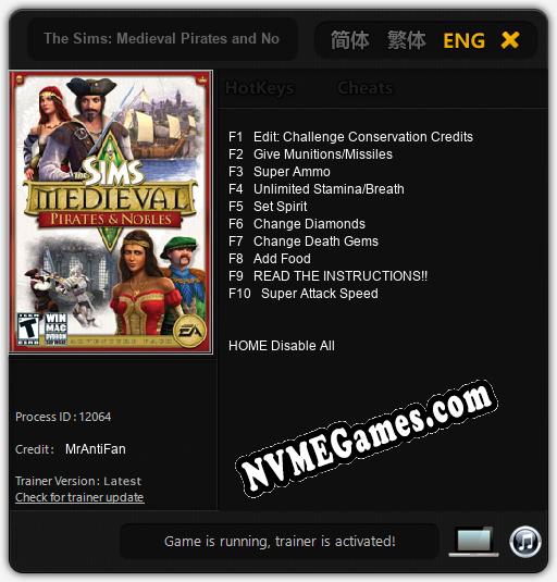 The Sims: Medieval Pirates and Nobles: Treinador (V1.0.26)