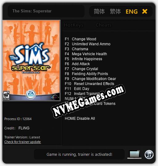 Treinador liberado para The Sims: Superstar [v1.0.4]