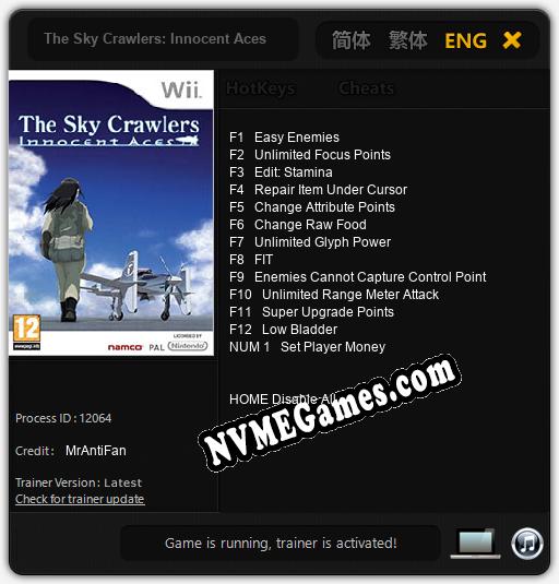 The Sky Crawlers: Innocent Aces: Treinador (V1.0.54)