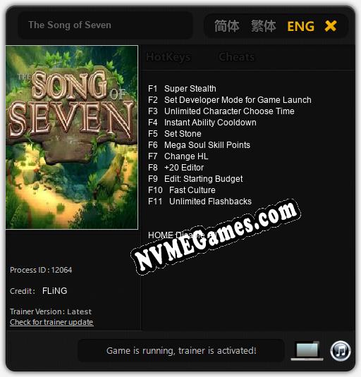 Treinador liberado para The Song of Seven [v1.0.6]