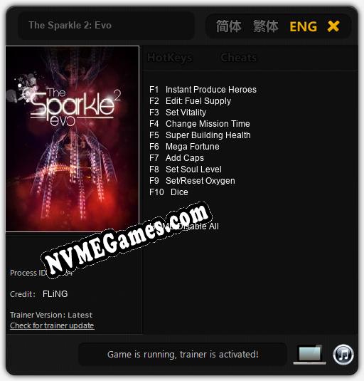 The Sparkle 2: Evo: Cheats, Trainer +10 [FLiNG]