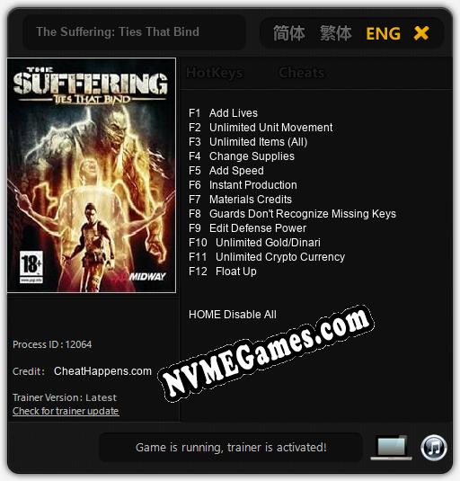 The Suffering: Ties That Bind: Trainer +12 [v1.6]