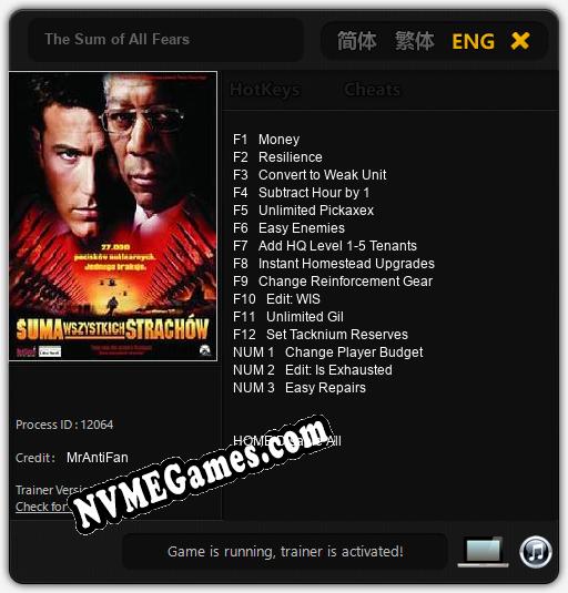 The Sum of All Fears: Cheats, Trainer +15 [MrAntiFan]