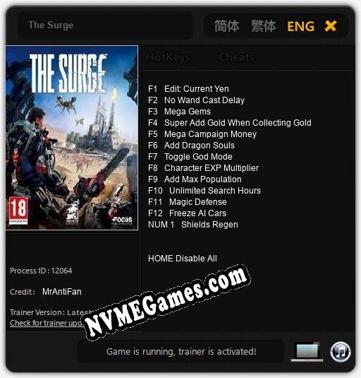 The Surge: Trainer +13 [v1.4]