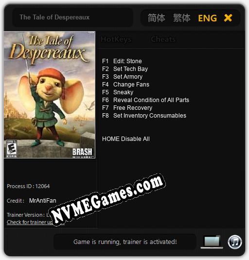 The Tale of Despereaux: Trainer +8 [v1.5]