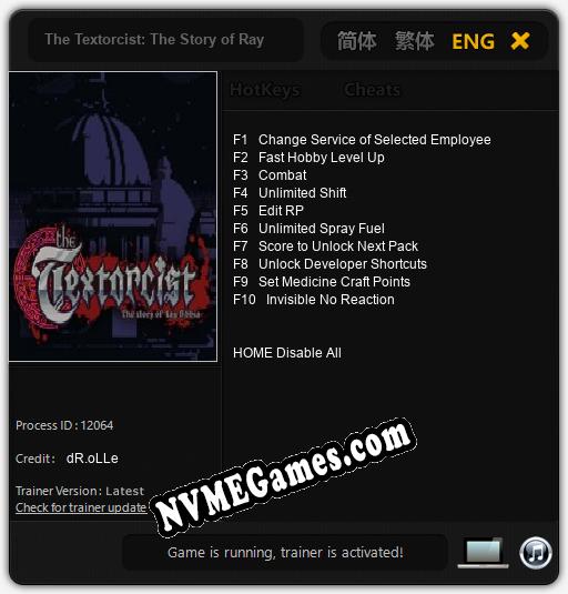 The Textorcist: The Story of Ray Bibbia: Cheats, Trainer +10 [dR.oLLe]