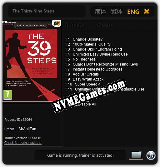 Treinador liberado para The Thirty-Nine Steps [v1.0.6]