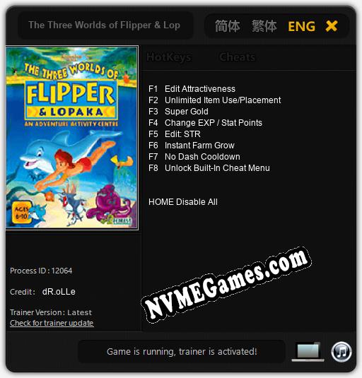 The Three Worlds of Flipper & Lopaka: Cheats, Trainer +8 [dR.oLLe]