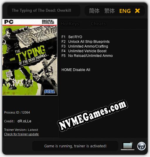 The Typing of The Dead: Overkill: Cheats, Trainer +5 [dR.oLLe]