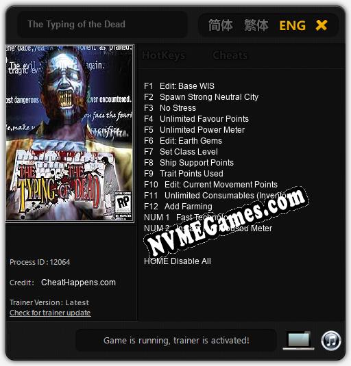 Treinador liberado para The Typing of the Dead [v1.0.8]