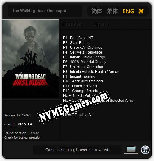 The Walking Dead Onslaught: Trainer +14 [v1.1]