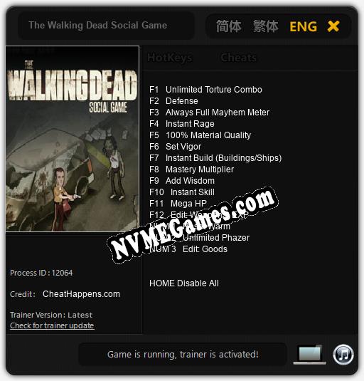 The Walking Dead Social Game: Treinador (V1.0.21)