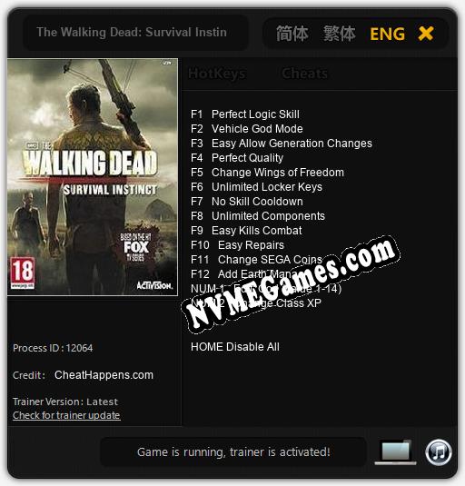 The Walking Dead: Survival Instinct: Treinador (V1.0.22)