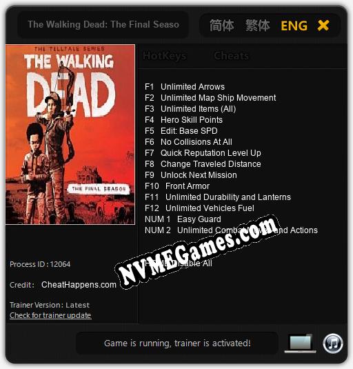 The Walking Dead: The Final Season: Cheats, Trainer +14 [CheatHappens.com]