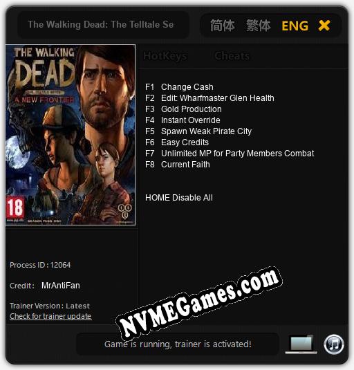 The Walking Dead: The Telltale Series A New Frontier: Cheats, Trainer +8 [MrAntiFan]