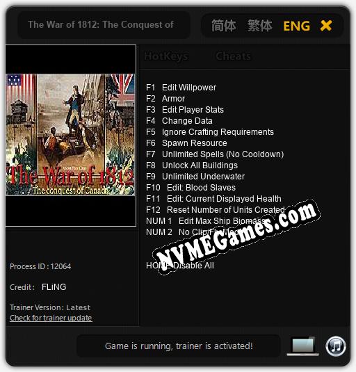 The War of 1812: The Conquest of Canada: Treinador (V1.0.48)
