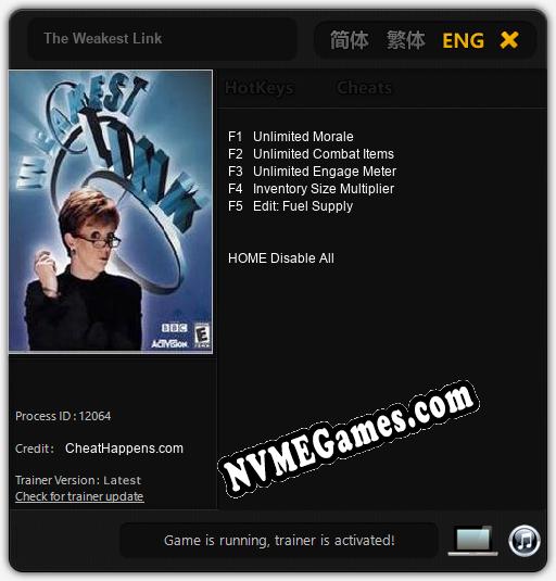 Treinador liberado para The Weakest Link [v1.0.5]