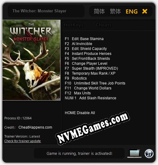 The Witcher: Monster Slayer: Treinador (V1.0.44)