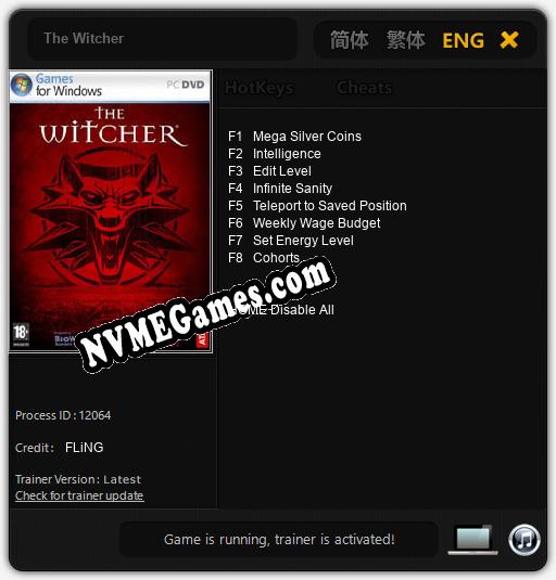 Treinador liberado para The Witcher [v1.0.9]