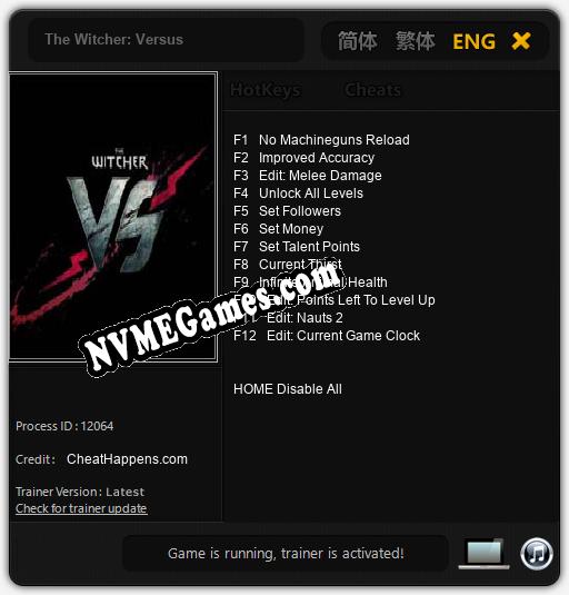 Treinador liberado para The Witcher: Versus [v1.0.6]