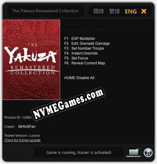 The Yakuza Remastered Collection: Treinador (V1.0.26)