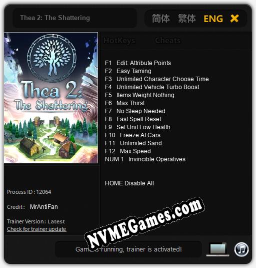 Treinador liberado para Thea 2: The Shattering [v1.0.3]