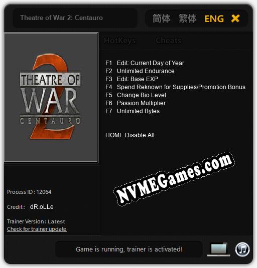 Theatre of War 2: Centauro: Cheats, Trainer +7 [dR.oLLe]