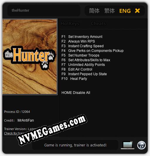 theHunter: Trainer +10 [v1.8]