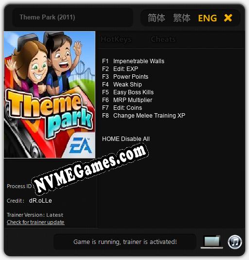 Theme Park (2011): Cheats, Trainer +8 [dR.oLLe]