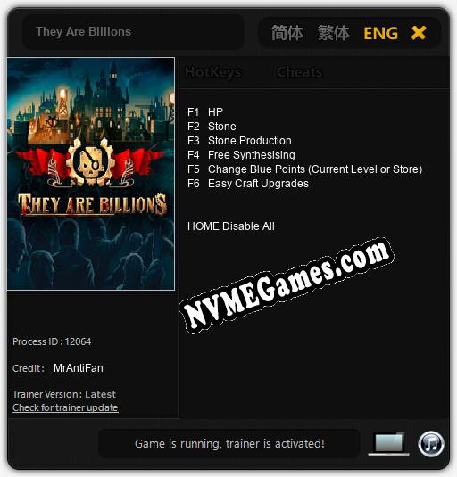 They Are Billions: Treinador (V1.0.12)