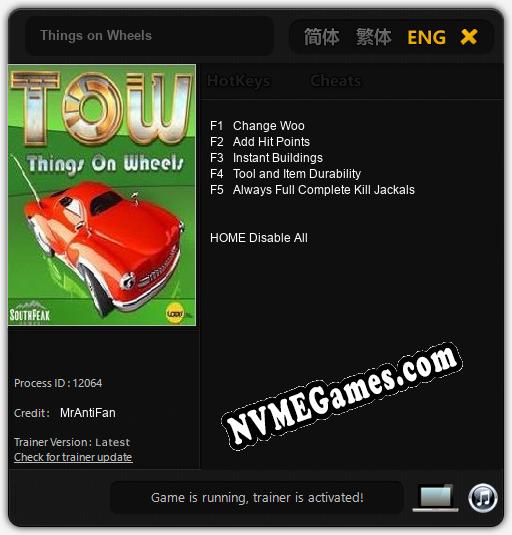 Things on Wheels: Trainer +5 [v1.2]