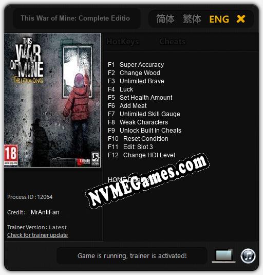 Treinador liberado para This War of Mine: Complete Edition [v1.0.4]