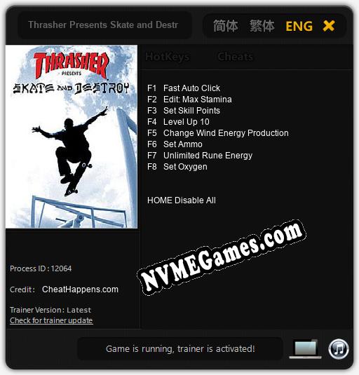 Thrasher Presents Skate and Destroy: Treinador (V1.0.9)