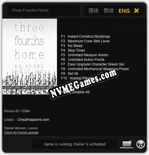 Treinador liberado para Three Fourths Home [v1.0.6]