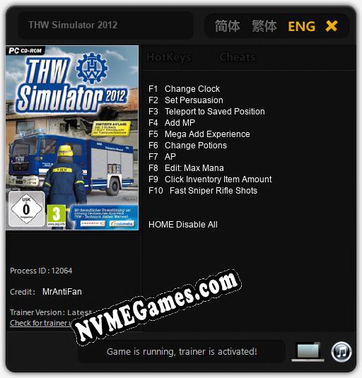 Treinador liberado para THW Simulator 2012 [v1.0.1]